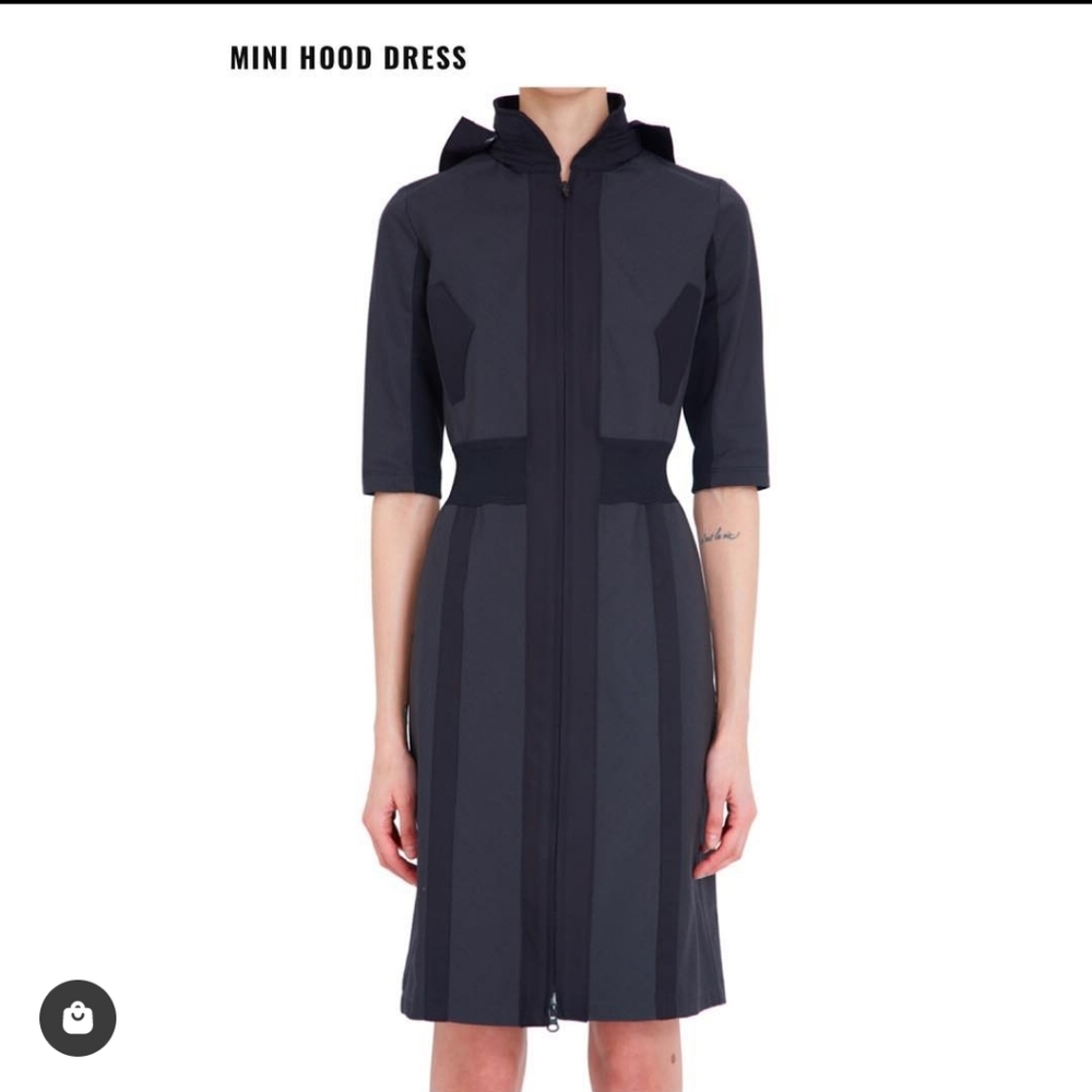 Staci Snider designer tailored mini hooded dress sz large